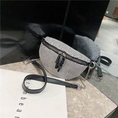 Sparkling Rhinestone Chest Bag with Adjustable Strap