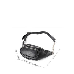 Chain Decor Fanny Pack Women's PU Leather Crossbody Bag