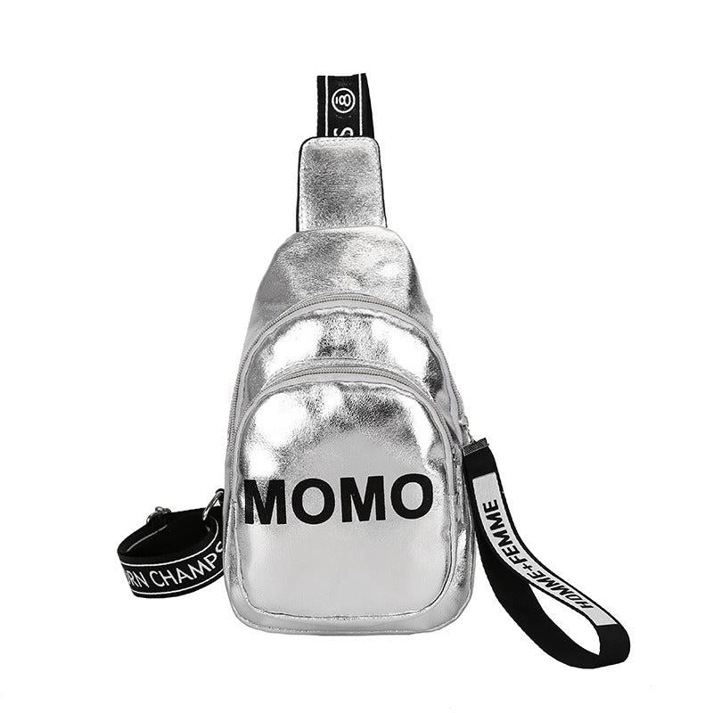 Glossy Street Casual Chest Bag PU Leather Waterproof Sling Bag