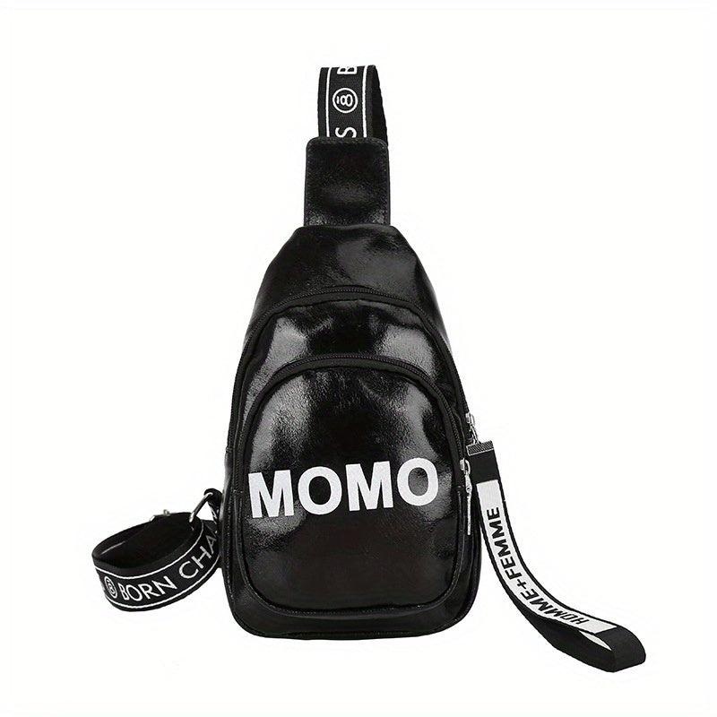 Glossy Street Casual Chest Bag PU Leather Waterproof Sling Bag
