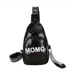 Glossy Street Casual Chest Bag PU Leather Waterproof Sling Bag