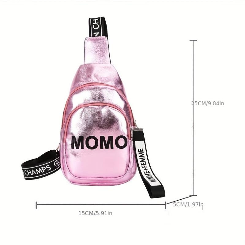 Glossy Street Casual Chest Bag PU Leather Waterproof Sling Bag
