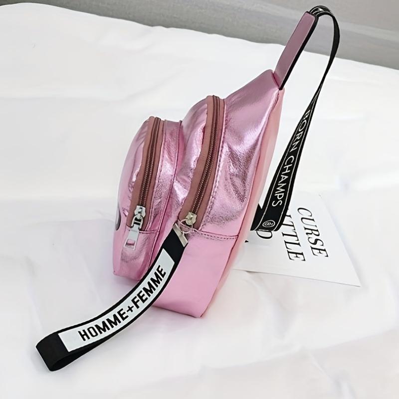 Glossy Street Casual Chest Bag PU Leather Waterproof Sling Bag