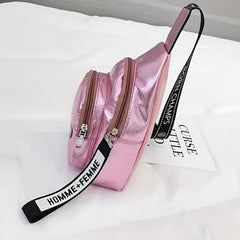 Glossy Street Casual Chest Bag PU Leather Waterproof Sling Bag