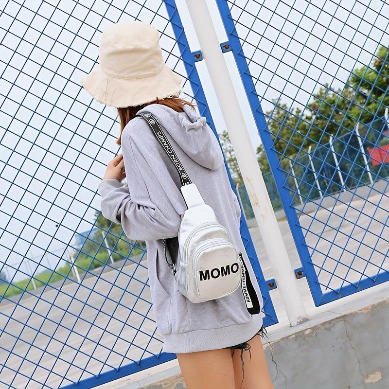 Glossy Street Casual Chest Bag PU Leather Waterproof Sling Bag