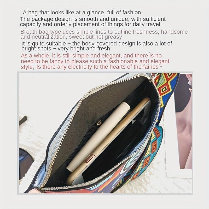 Cartoon Graffiti Pattern Chest Bag Stylish Crossbody Bag Zipper Women's Purse