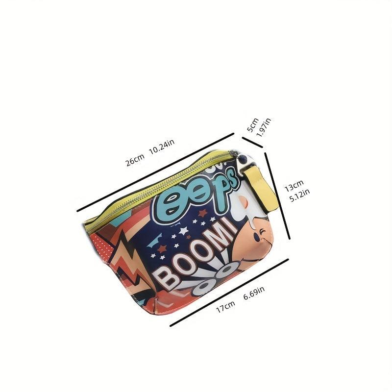 Cartoon Graffiti Pattern Chest Bag Stylish Crossbody Bag Zipper Women's Purse