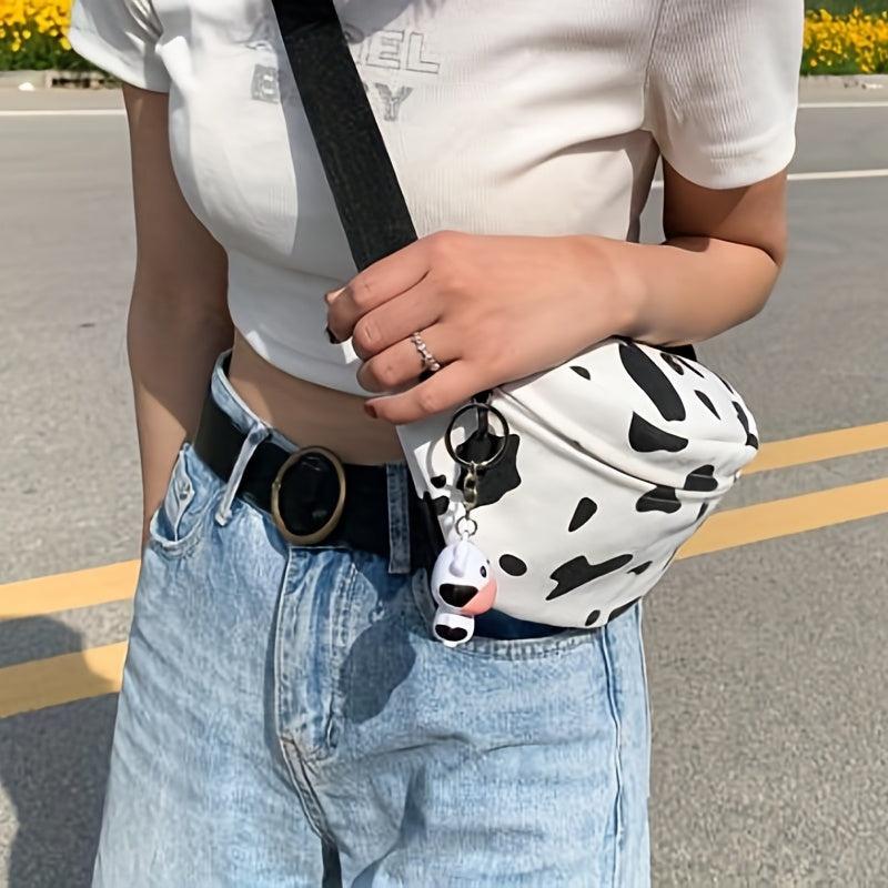 Cow Print Canvas Fanny Pack with Cow Pendant