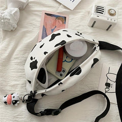 Cow Print Canvas Fanny Pack with Cow Pendant