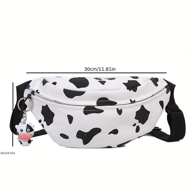 Cow Print Canvas Fanny Pack with Cow Pendant