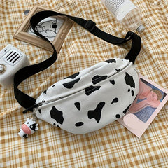 Cow Print Canvas Fanny Pack with Cow Pendant