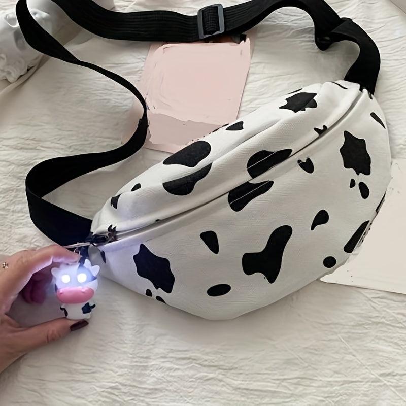 Cow Print Canvas Fanny Pack with Cow Pendant