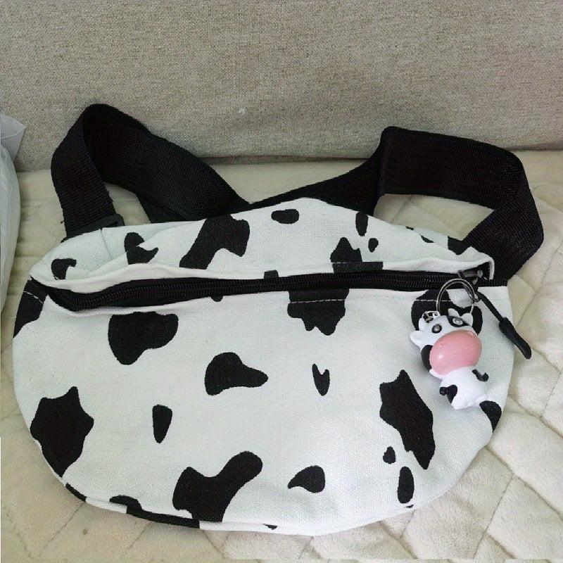 Cow Print Canvas Fanny Pack with Cow Pendant
