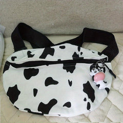 Cow Print Canvas Fanny Pack with Cow Pendant