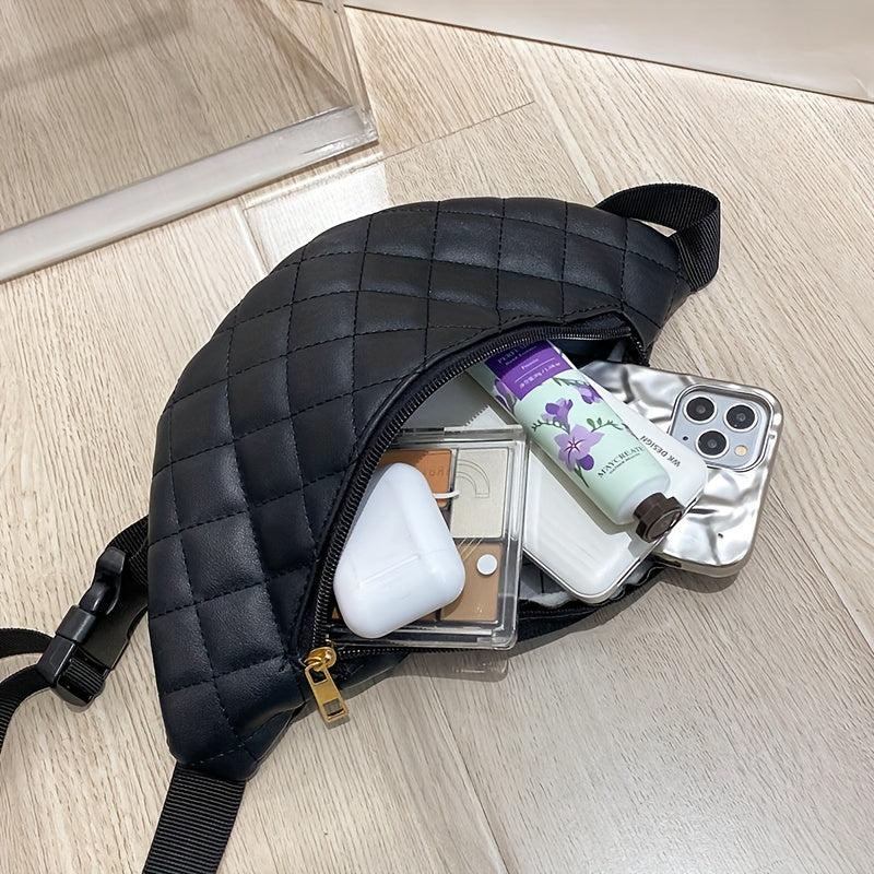 Quilted Detail Chest Bag Crossbody Bag Zipper Bag