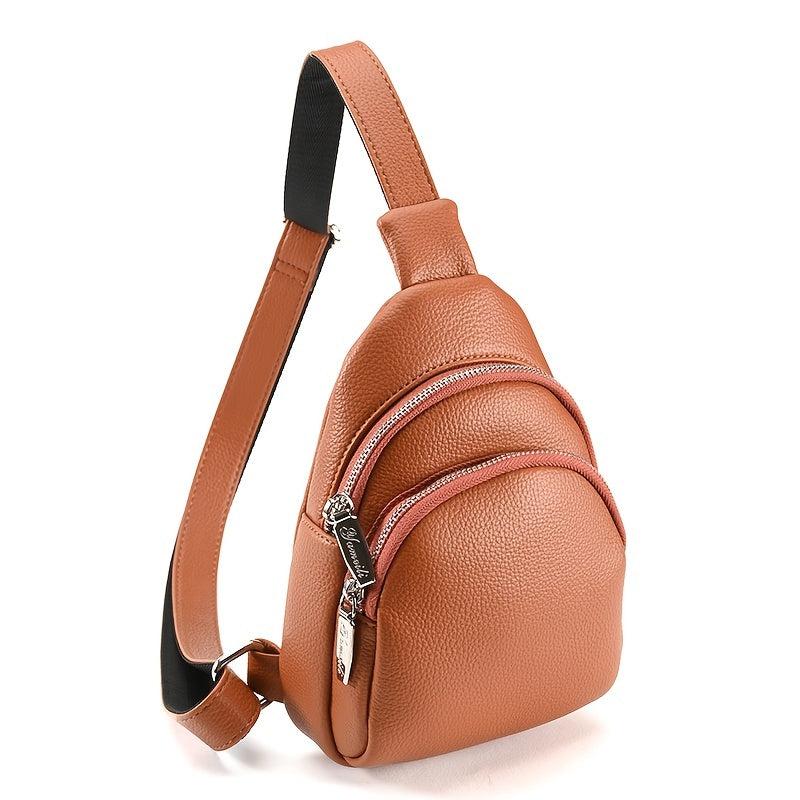 Litchi Pattern Crossbody Chest Bag Women's Sling Bag for Sports