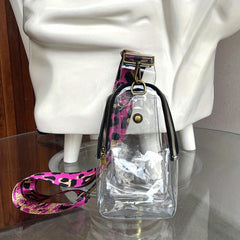 Clear Sling Bag with Geometric Strap Zipper Purse