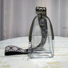Clear Sling Bag with Geometric Strap Zipper Purse