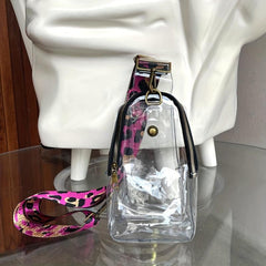 Clear Sling Bag with Geometric Strap Zipper Purse