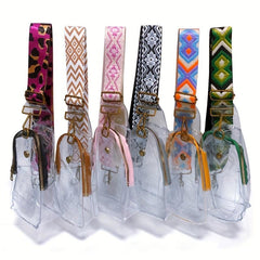 Clear Sling Bag with Geometric Strap Zipper Purse