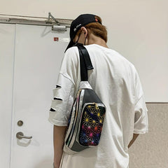 Colorful Geometric Pattern Chest Bag Zipper Crossbody Fanny Pack