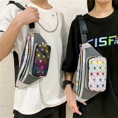 Colorful Geometric Pattern Chest Bag Zipper Crossbody Fanny Pack