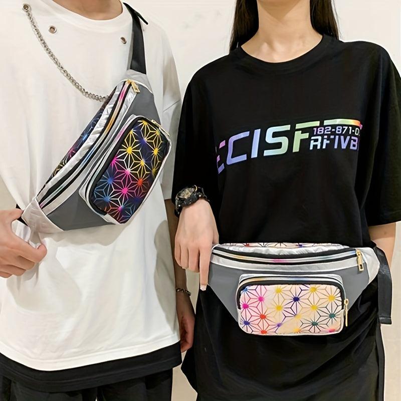 Colorful Geometric Pattern Chest Bag Zipper Crossbody Fanny Pack