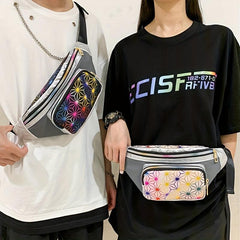 Colorful Geometric Pattern Chest Bag Zipper Crossbody Fanny Pack