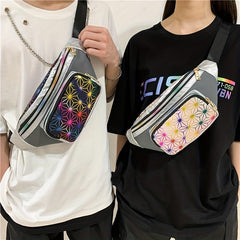 Colorful Geometric Pattern Chest Bag Zipper Crossbody Fanny Pack