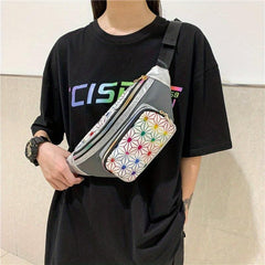 Colorful Geometric Pattern Chest Bag Zipper Crossbody Fanny Pack