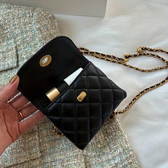 Argyle Quilted Mini Chain Belt Bag for Women