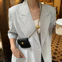 Argyle Quilted Mini Chain Belt Bag for Women