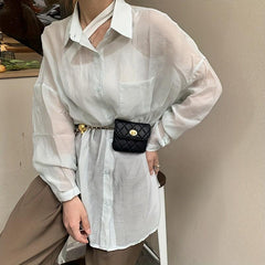 Argyle Quilted Mini Chain Belt Bag for Women