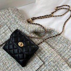 Argyle Quilted Mini Chain Belt Bag for Women