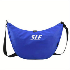 Colorblock Letter Print Crescent Crossbody Bag For Women