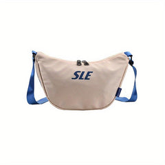Colorblock Letter Print Crescent Crossbody Bag For Women