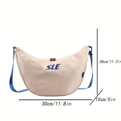 Colorblock Letter Print Crescent Crossbody Bag For Women