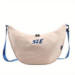 Colorblock Letter Print Crescent Crossbody Bag For Women