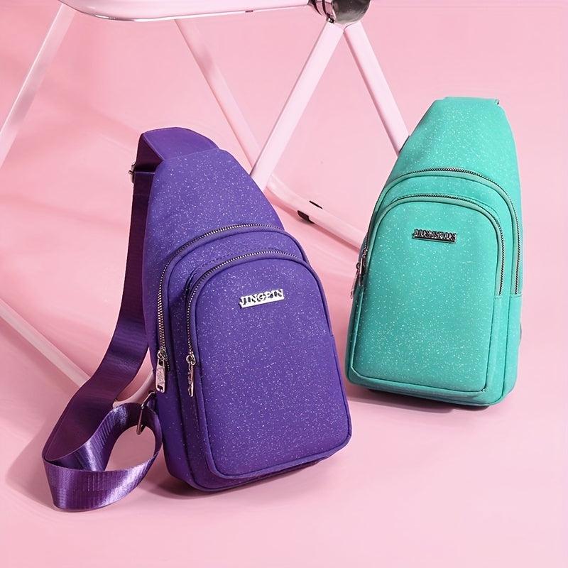 Glitter Waterproof Fanny Pack Solid Stylish Zipper Crossbody Bag