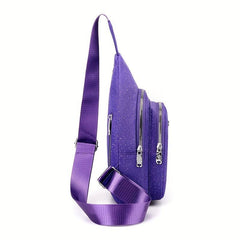 Glitter Waterproof Fanny Pack Solid Stylish Zipper Crossbody Bag