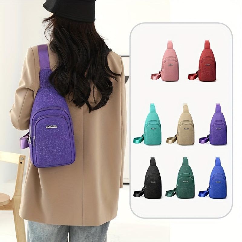 Glitter Waterproof Fanny Pack Solid Stylish Zipper Crossbody Bag