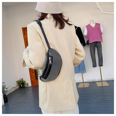 Rhinestone Zipper Fanny Pack Shoulder Zipper Bag Chain Satchel Purses
