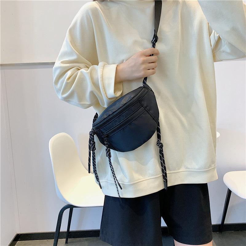 Women's Fanny Solid Adjustable Strap Zipper Fringe Trill Crossbody Bag Waist Bag