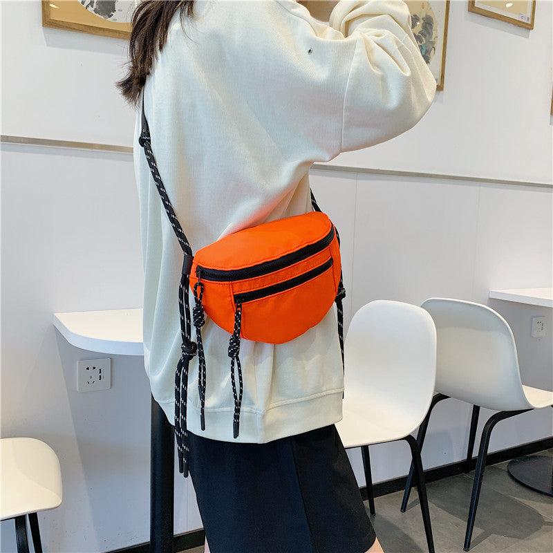 Women's Fanny Solid Adjustable Strap Zipper Fringe Trill Crossbody Bag Waist Bag
