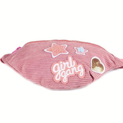Pink Patchwork Chest Bag Corduroy Zipper Waist Bag Y2K Fanny Pack