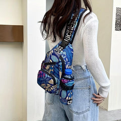 Leaf Print Chest Bag Sports Fitness Gym Sling Bag