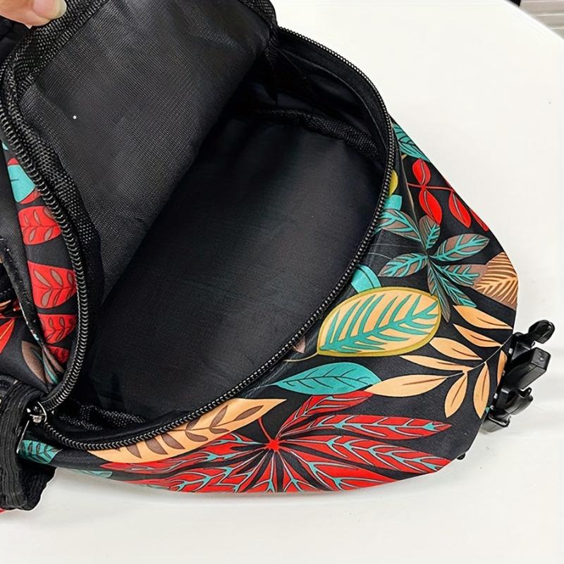 Leaf Print Chest Bag Sports Fitness Gym Sling Bag