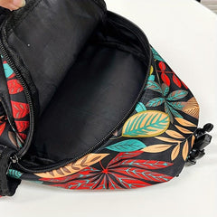 Leaf Print Chest Bag Sports Fitness Gym Sling Bag