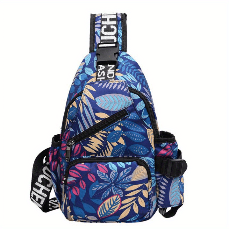 Leaf Print Chest Bag Sports Fitness Gym Sling Bag