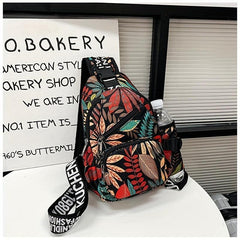 Leaf Print Chest Bag Sports Fitness Gym Sling Bag